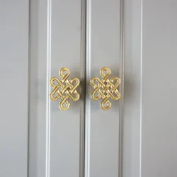 Brass Furniture Handles Chinese Knot Drawer Cabinet Knob Door Pull Gold Color Knob Clothes Hook Modern Knob Furniture Hardware