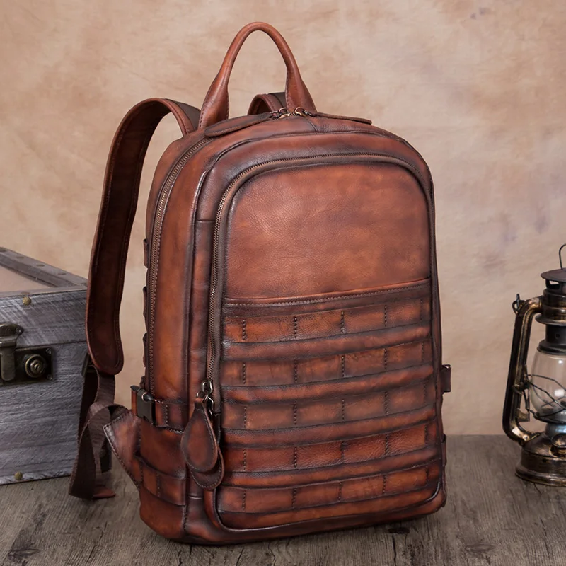 ★ways bag handmade bag man head layer cowhide men backpack backpack man male leather large capacity travel leisure