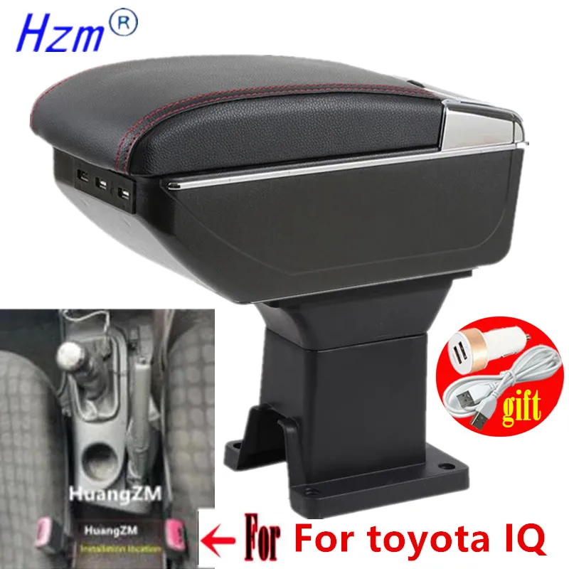 Boîte d'accoudoir pour toyota IQ, boîte de rangement centrale pour accoudoir de voiture, pièces intérieures, avec lumière LED USB