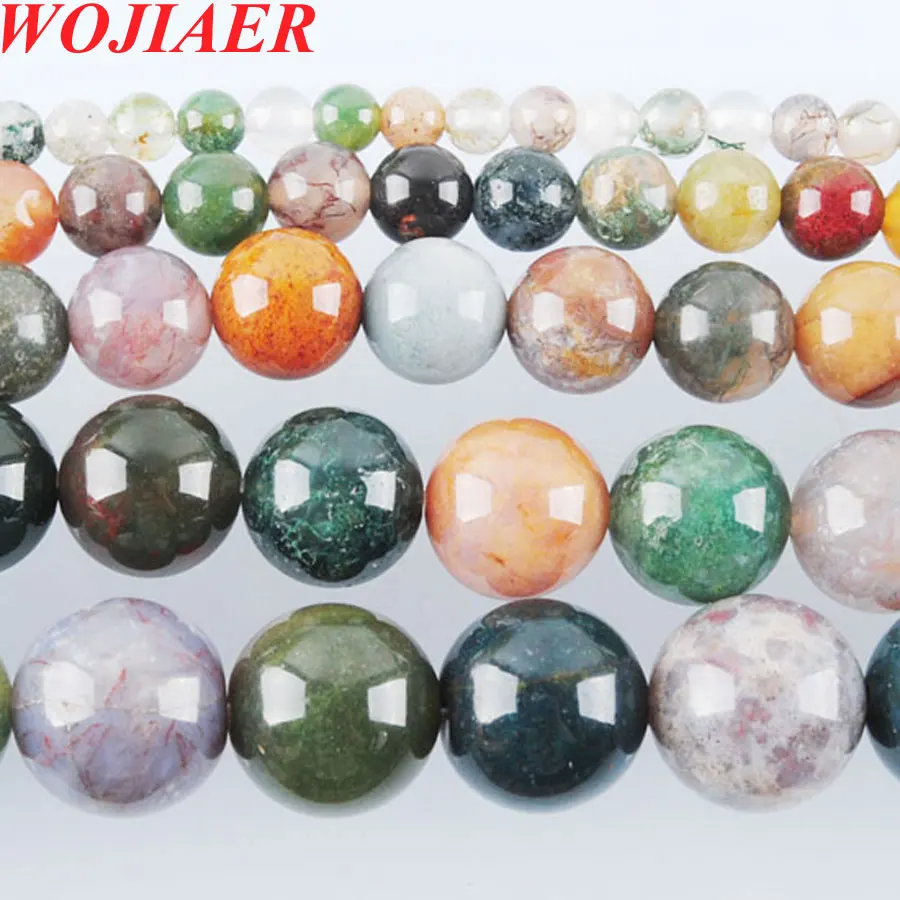 WOJIAER Colourful Agates Stone Loose Round 4/6/8/10/12mm Beads For Women Jewelry Making DIY Jewelry 15 1/2 Inches BY922