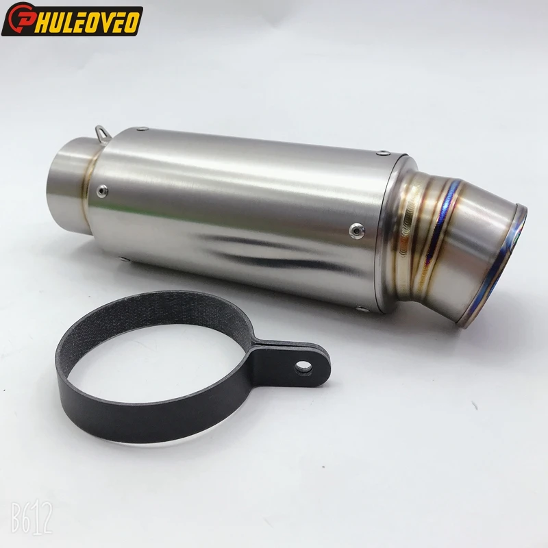 Customized Titanium Alloy ID:51mm/54mm/57mm/61mm/63mm/65mm/67mm/70mm Motorcycle Exhaust Pipe Muffler Escape with Carbon Clamp