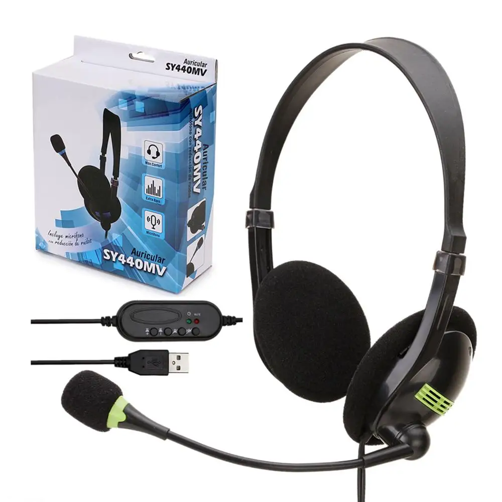 SY440MV USB Interface Head-mounted Gaming Headset For Laptop Computer PC Earphon With Micr Wired Stereo Headphones