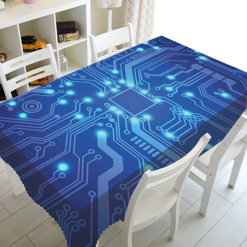 Geek Green Computer Circuit Board Waterproof Tablecloth Rectangle Square Table Cloth for Party Decor Tablecover Engineering Gift