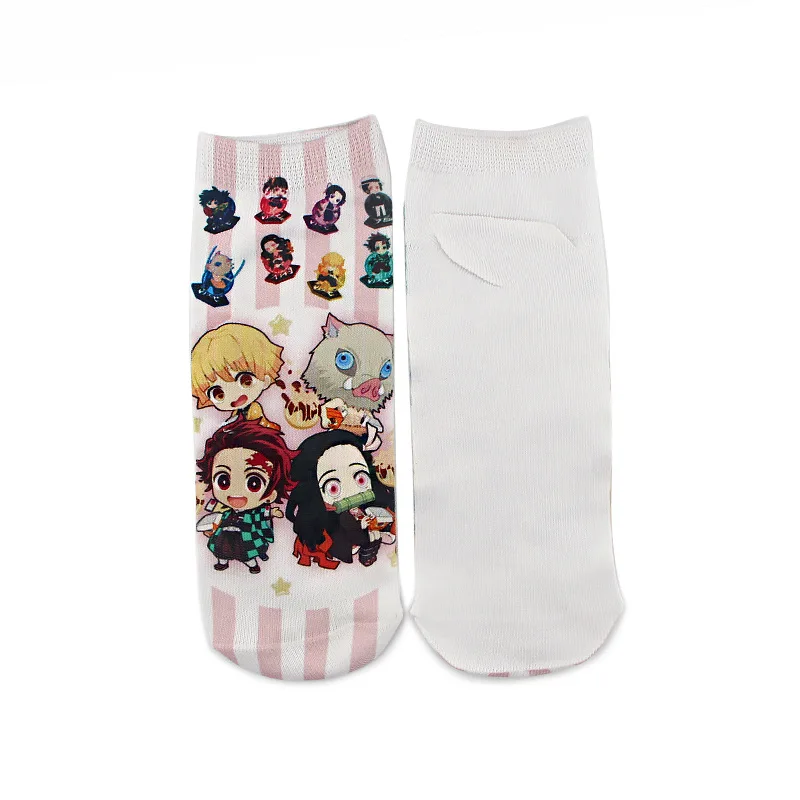 Anime Cosplay Demon Slayer Kamado Tanjirou Kamado Nezuko Agatsuma Zenitsu Costume Cotton Ankle Socks Unisex Adult Short Sock