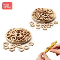50PCS No Customize Logo Wooden Ring Wooden Ring Baby Teether Circle Beech Ring Natural Wood Rodent Teething Rings Baby Nursing