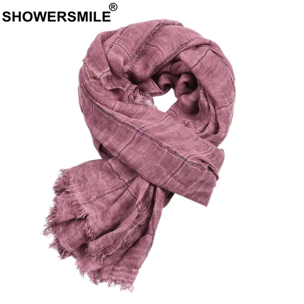 SHOWERSMILE Red Men Scarf Plaid Tie Dye Scarf for Men Warm Casual Mens Scarves High Quality Brand Autumn Winter Accessories