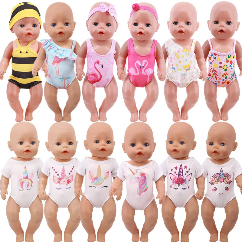 Doll Unicorn Flamingo Clothes T-Shirts Swimsuits  For 18 Inch American&43 CM Reborn Baby New Born Zaps Doll Girl's, Russia Toy