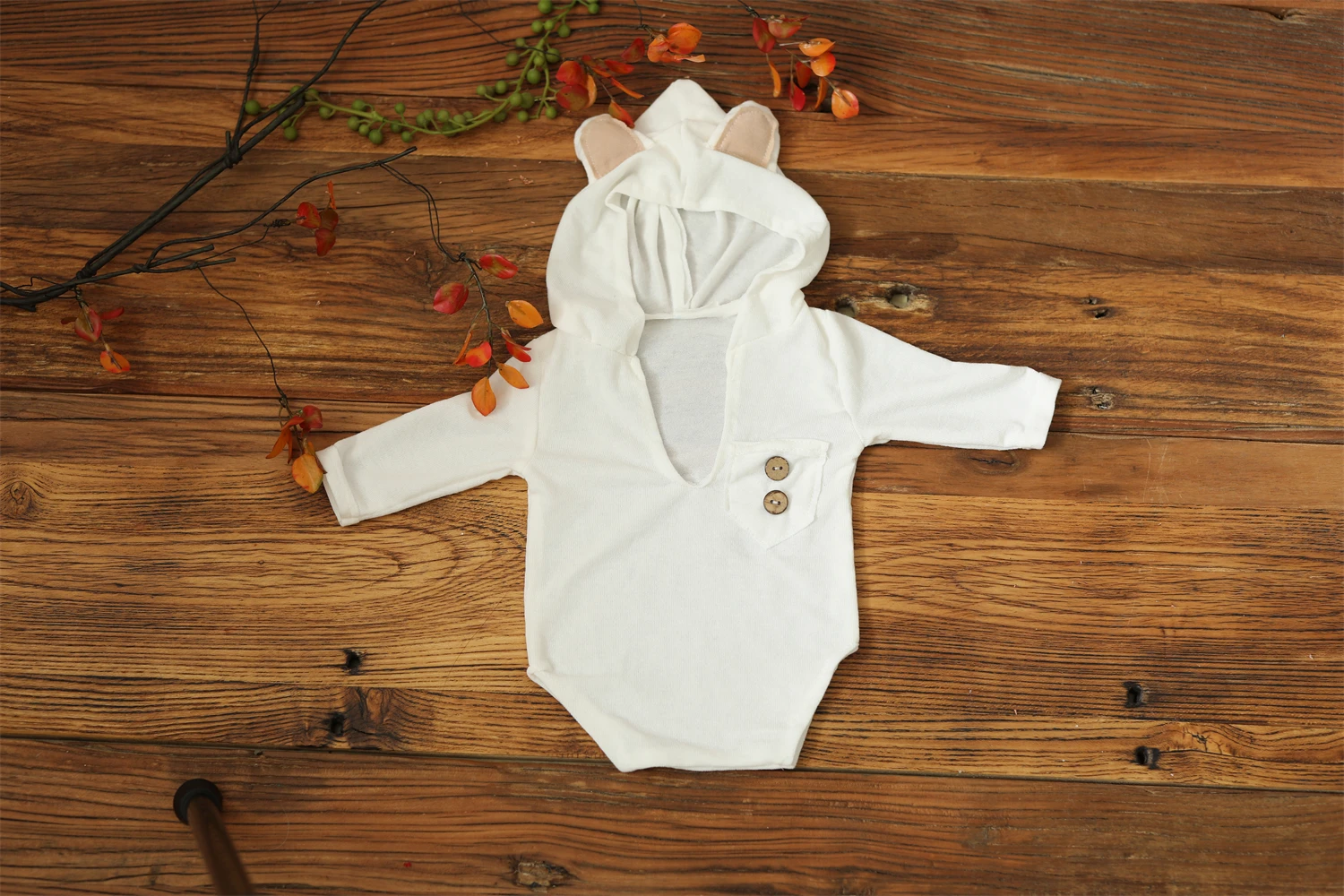 1 Set Soft Elastic Baby hooded bodysuit Newborn Photography Props for Baby Photo Shoot Bebe Knit Sleeved Outfit Accessories