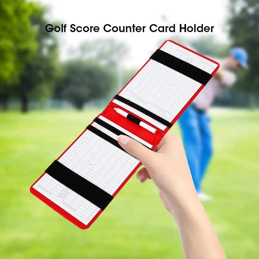 CRESTGOLF Golf Scorecard Halter Pu Leder Lauflänge Buch Golf Punktzahl Brieftasche Golf Score Card Pocketbook Golf Geschenk Zubehör