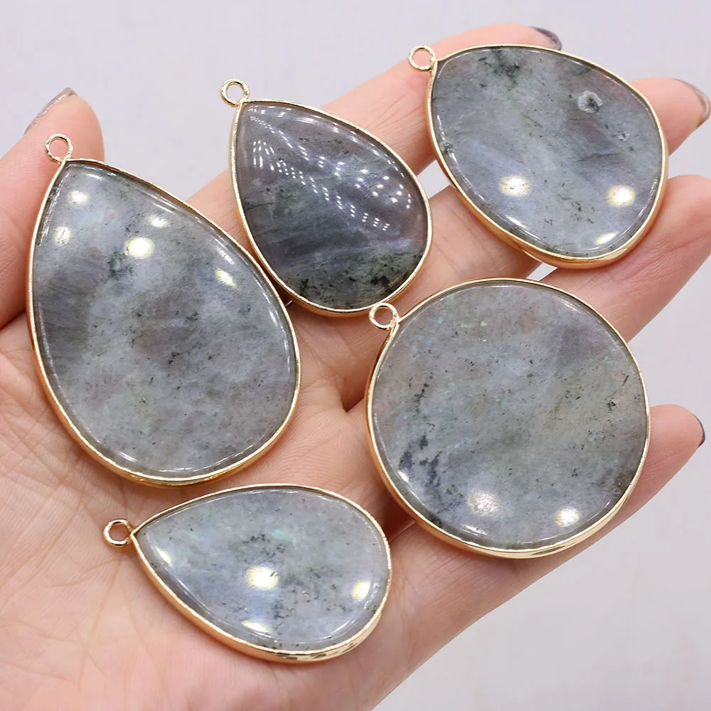 Natural Flash Labradorite Pendant Charms Agts Stone Pendant Necklace for Women Jewerly DIY Necklace Bracelet Accessories Making