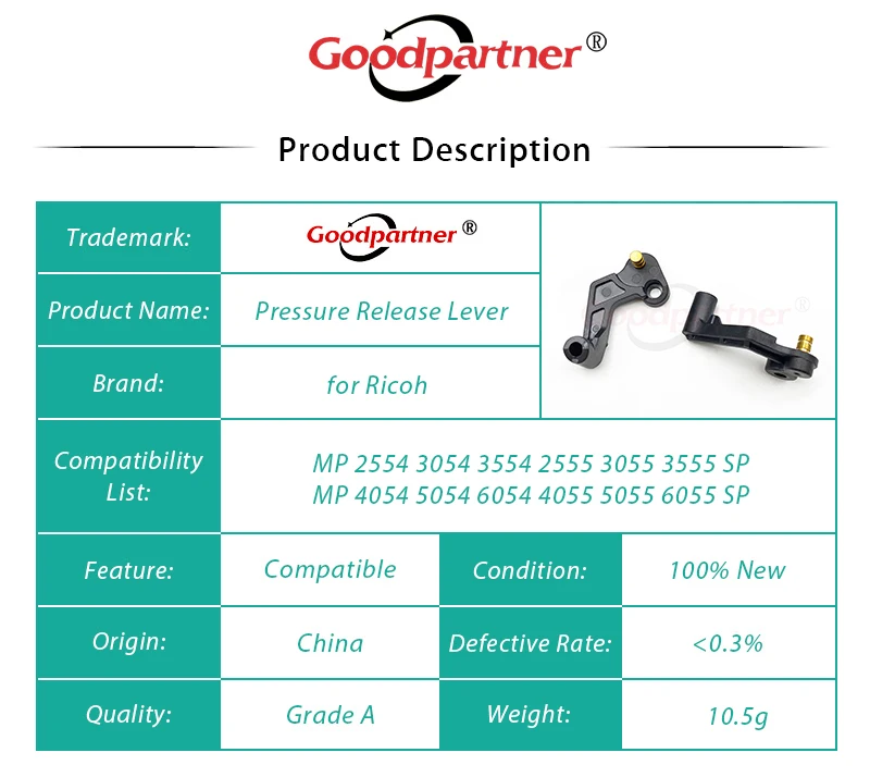 10X D2024234 D2024244 Pressure Release Lever for RICOH MP 2554 3054 3554 2555 3055 3555 4054 5054 6054 4055 5055 6055 SP