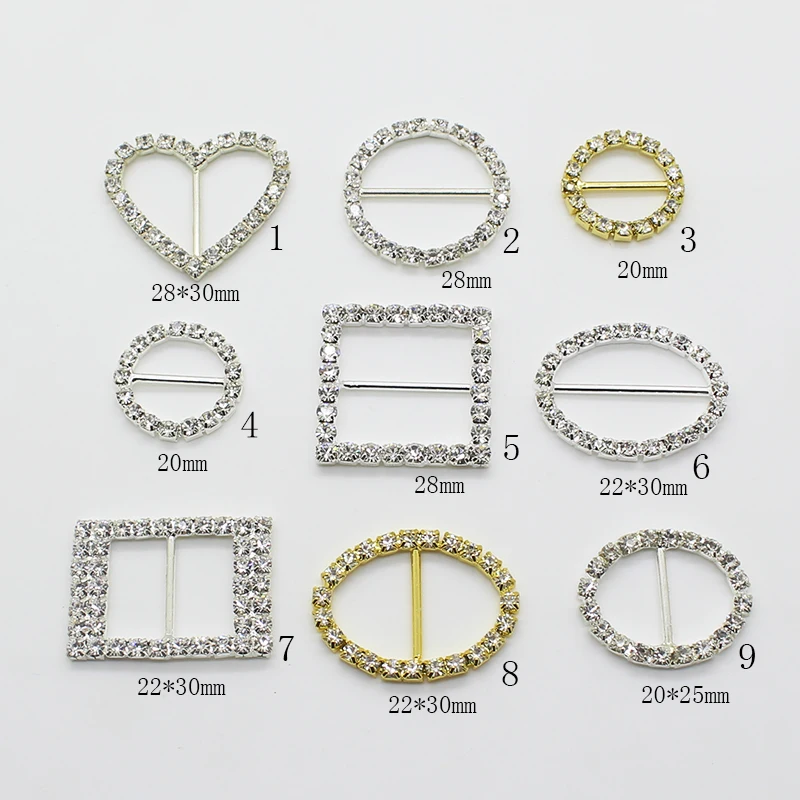 ZMASEY Mix Size Rhinestones Shoe Buckles 10Pcs/Lot Handwork Sewing Ribbon Wedding Decoration Card Holiday Party Accessories