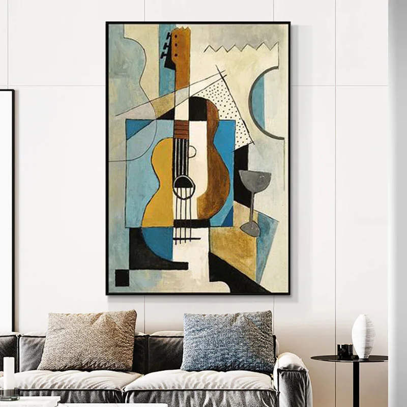 

100 Hand Painted Abstract Oil Painting Wall Guitar Picture Minimalist Modern On Canvas Decorative For Living Room No Frame