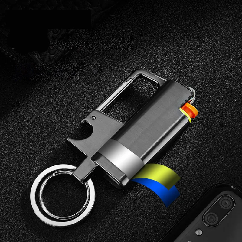 Creative Lighter Case Keychain Metal Armor Lighter Pouches Corkscrew Cricket Lighters Body Protection Lighter Cover For Cricket