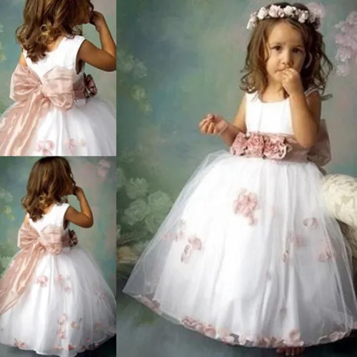 Vestido de princesa con lazo para niña, niña pequeña con apliques de seda y flores, para bodas, gran oferta, 2021