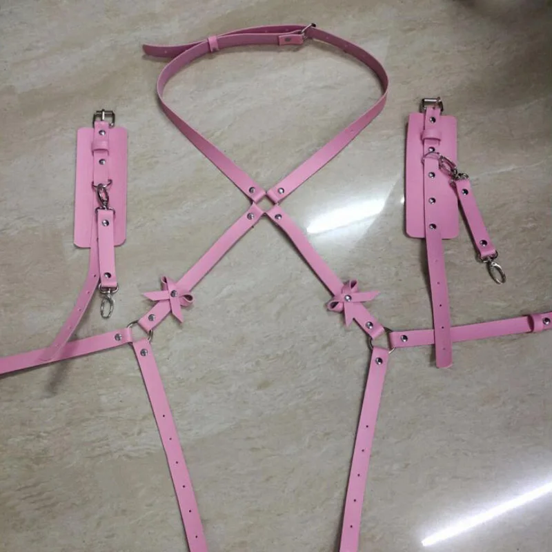 Fashion Women Leather Leg Garter Sword pink Belts Adult Sexy Bondage Set Bdsm Buttocks Harness Handcuffs Erotic Accessories