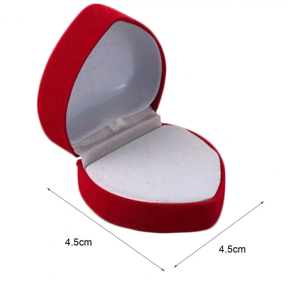 Ring Storage Box Exquisite Flocking Heart Shape Gift Jewelry Organizer for Engagement