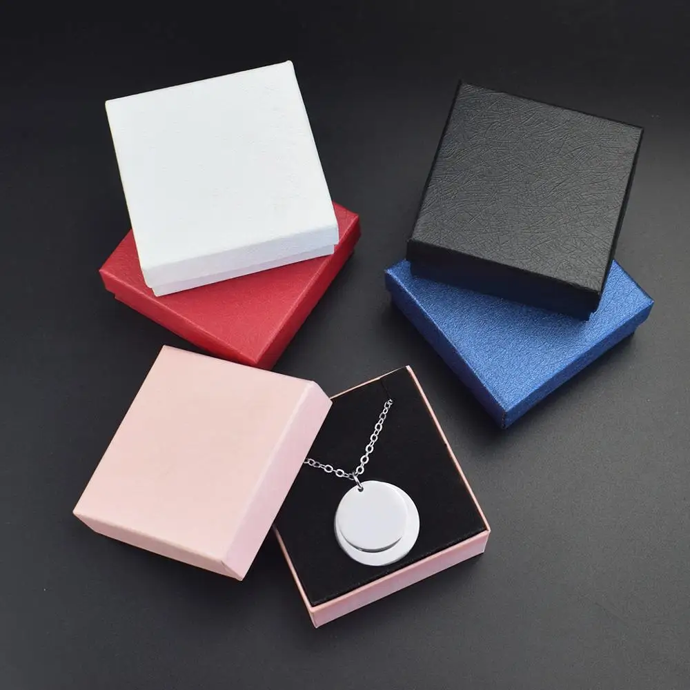 Gift Box for Wedding Birthday Party Jewelry Set Organizer Storage Carton for Rings Earrings Cufflinks Bracelet Blue Pink 7x7