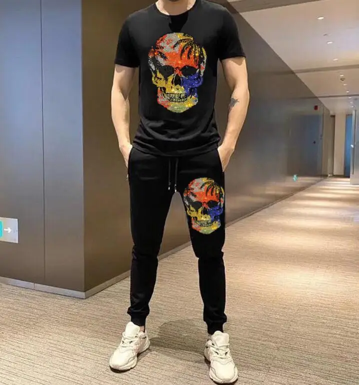 2 Piece Sets Sportswear Men's Tracksuit T-shirts and Shorts Set Two Piece Suit Beach Men's Short Sets Clothing