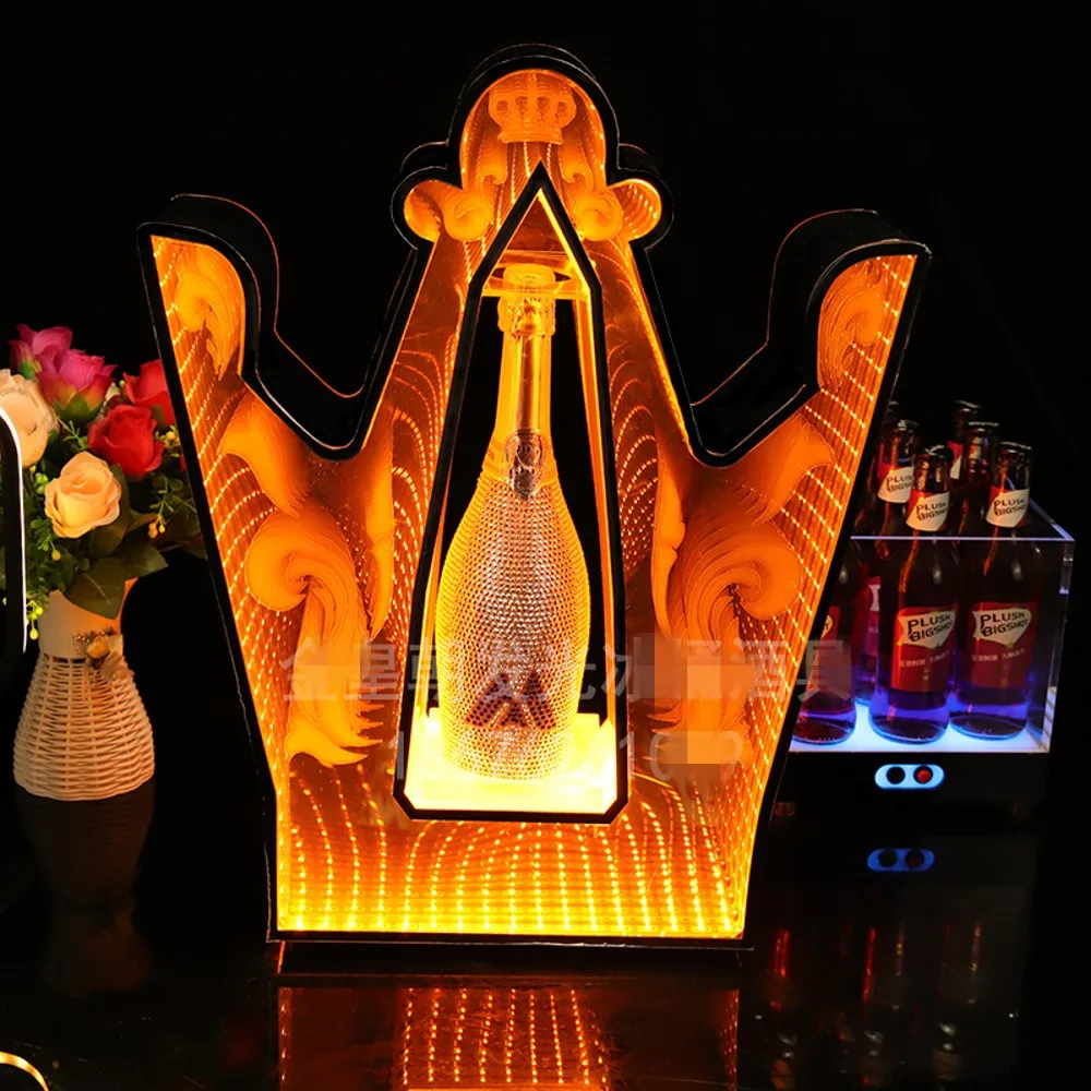 Crown Form LED Leucht Cham Flasche Presenter Wiederaufladbare Cocktail Whisky Drink Halter Für Nachtclub Party Loung