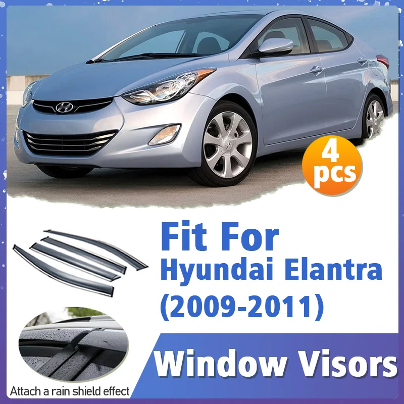 

Window Visor Guard for Hyundai Elantra 2009-2011 Vent Cover Trim Awnings Shelters Protection Sun Rain Deflector Auto Accessories