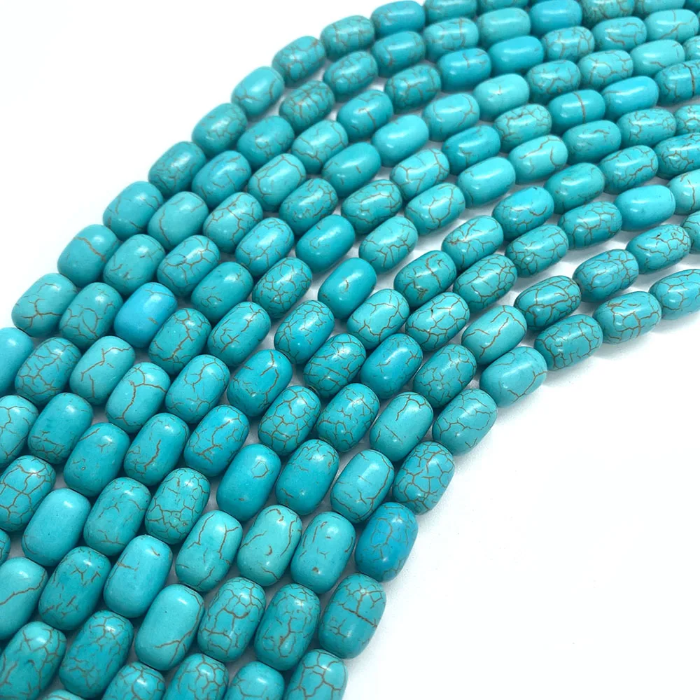 Wholesale Spot Silkworm Pupa-shaped Blue Turquoise Beads Turquoise Loose Beads DIY Necklace Jewelry Accessories Size 8x12Mm