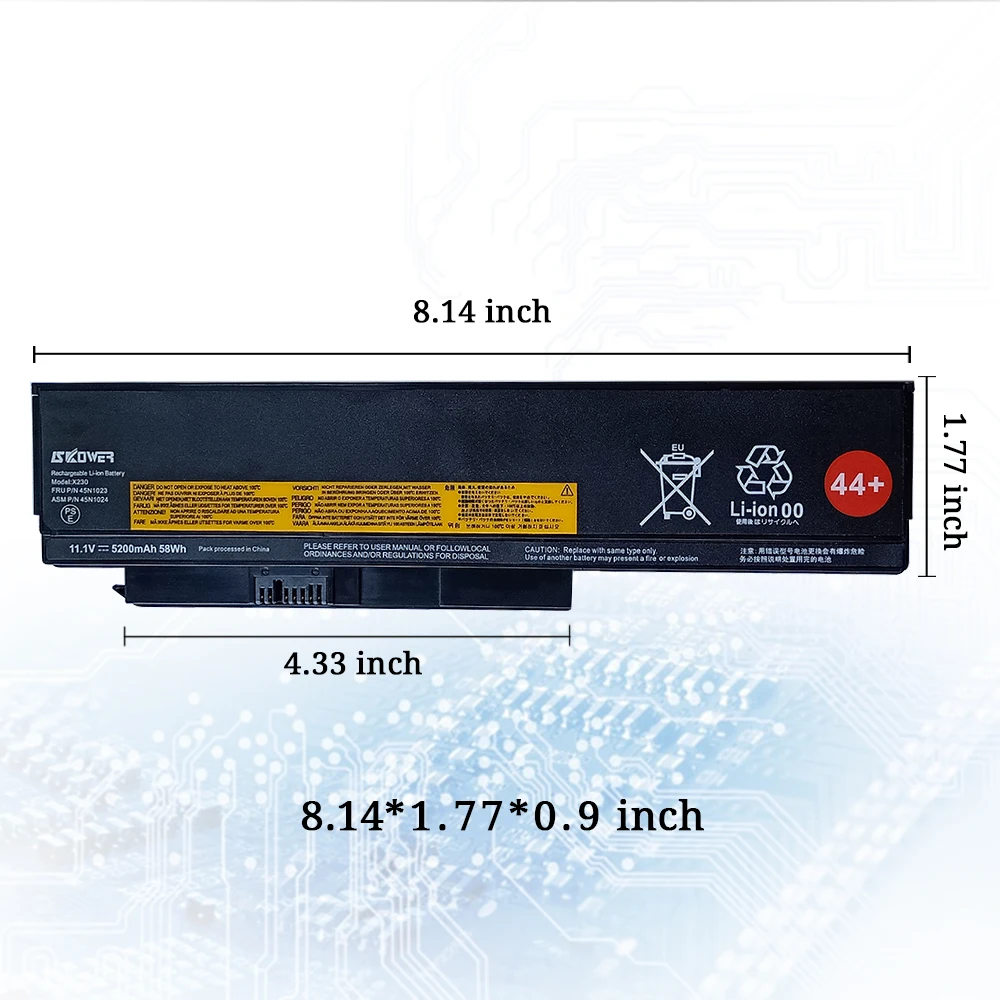 بطارية SKOWER X230 لأجهزة Lenovo ThinkPad X220 ThinkPad X220i ThinkPad X220s ThinkPad X230 45N1023 45N1024 5200mAh 58Wh 11.1V