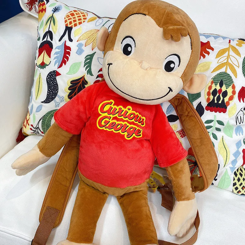 Authentic  Curious George Plush Doll Monkey Plush Backpack Stuffed Animal Soft Cartoon  plush toy gift