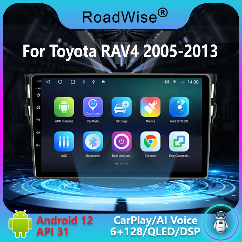 

Автомагнитола Roadwise 8 + 256 Android для Toyota RAV4 RAV 4 XA30 2005 - 2013 мультимедийный Carplay 4G Wifi GPS DVD 2Din Авторадио Стерео