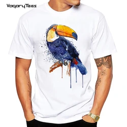 Funny Watercolor animal Toucan t shirt For Men Top Tee Hipster  T-shirt Casual Tops Streetwear Toucan Print men tshirt