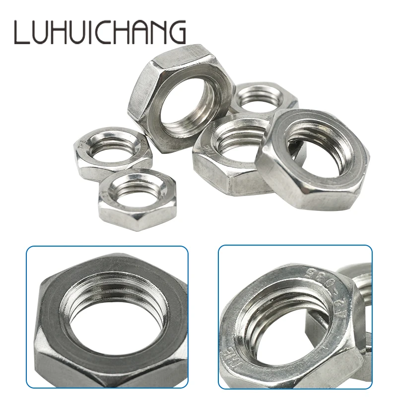 luhuichang M8 M10 M12 M14 M16 M18 M20 Stainless Steel Flat Hex Hexagon Thin Nut