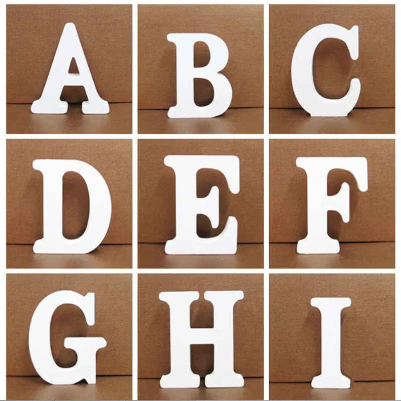 Lettres de l'Alphabet Anglais en Bois Blanc de 10cm, Design de Nom Personnalisé, Artisanat d'Art Autoportant, Décoration de ixde Mariage et de Maison, Nouvel An