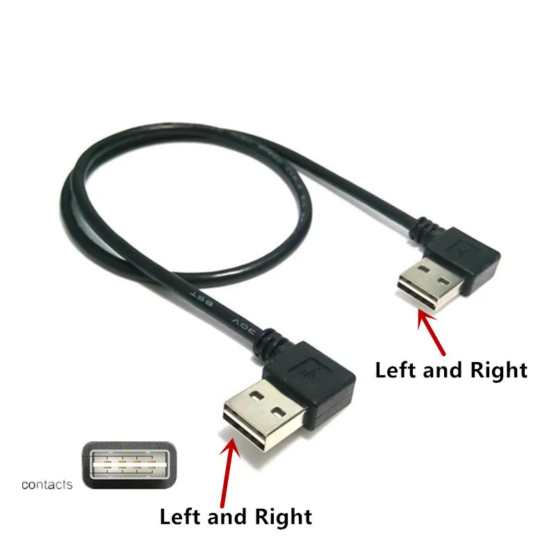 

USB 2.0 Right Angled 90 degree male to male left angled male data cable 1m Black 25cm 50cm 100cm