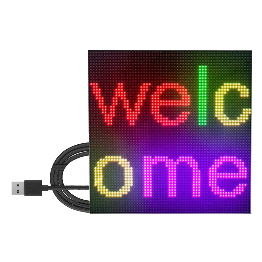 New DIY Full Color LED Panel DC5V Wireless Message Board Support Global Language Image Animation with 1M USB Cable 4096 Dots
