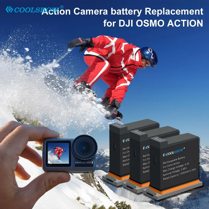 Camera Batteries for DJI Osmo Action Battery / 1300mAh for DJI Osmo Action Camera Accessories