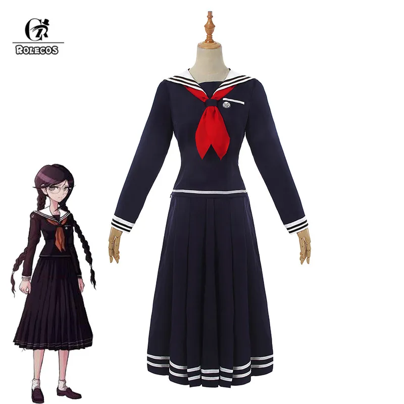 ROLECOS Game Danganronpa Cosplay Costume Fukawa Toko Cosplay Costume Women Black School Uniform Halloween Top Skirt Tie Full Set