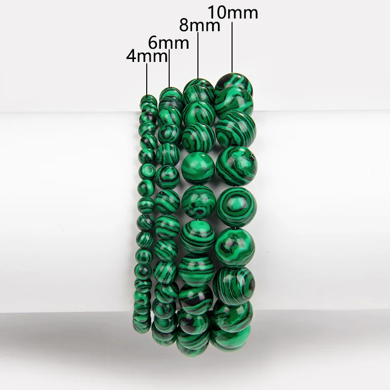 Natural Green Malachite Stone Bracelet 4/6/8/10mm Handmade Round Beads Bracelets Couple Fashion Bracelet for Men Women Jewelry