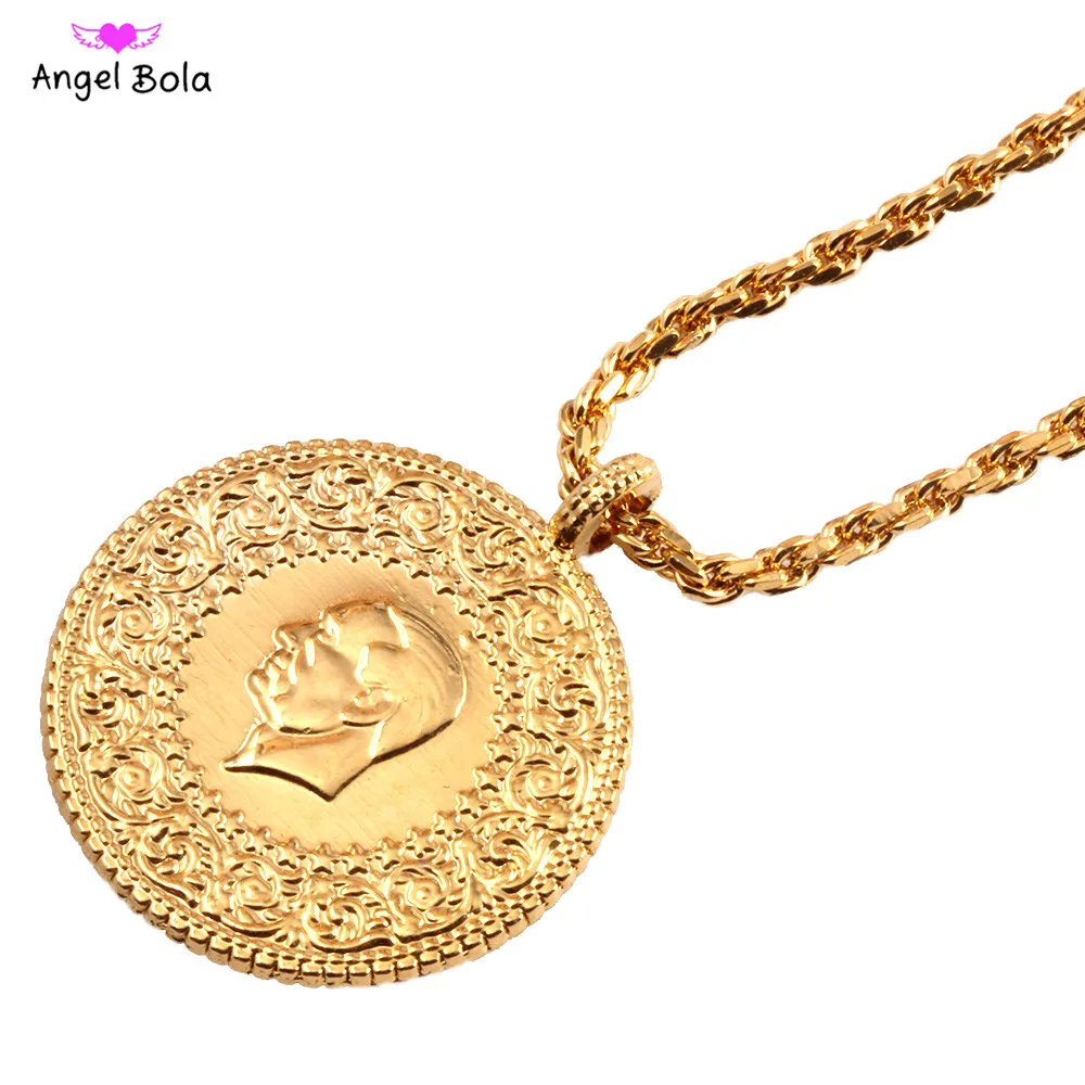 10pcs/ Lot Dubai Gold 50cm Chain Pendant 47/36/23mm Choose Africa Muslim India Middle East Luxury Jewelry Sale Wholesale