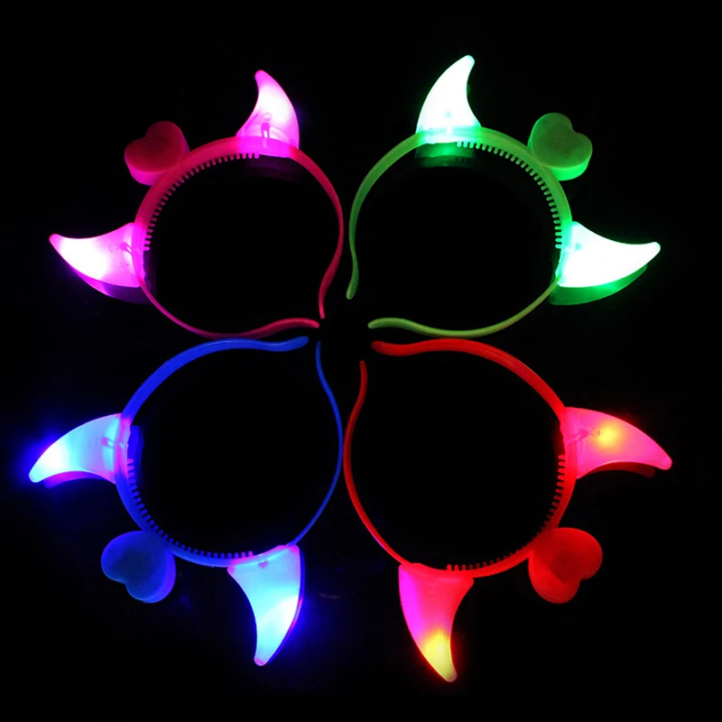 Halloween Party Cosplay Flashing Headband Glowing Devil Costume Children Christmas Gift Rave Accessories Festival Accessories