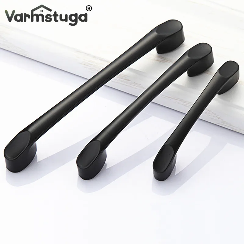 Aluminum Alloy Black Cabinet Handles American Style Kitchen Cupboard Door Pulls Drawer Knobs Fashion Furniture Hardware