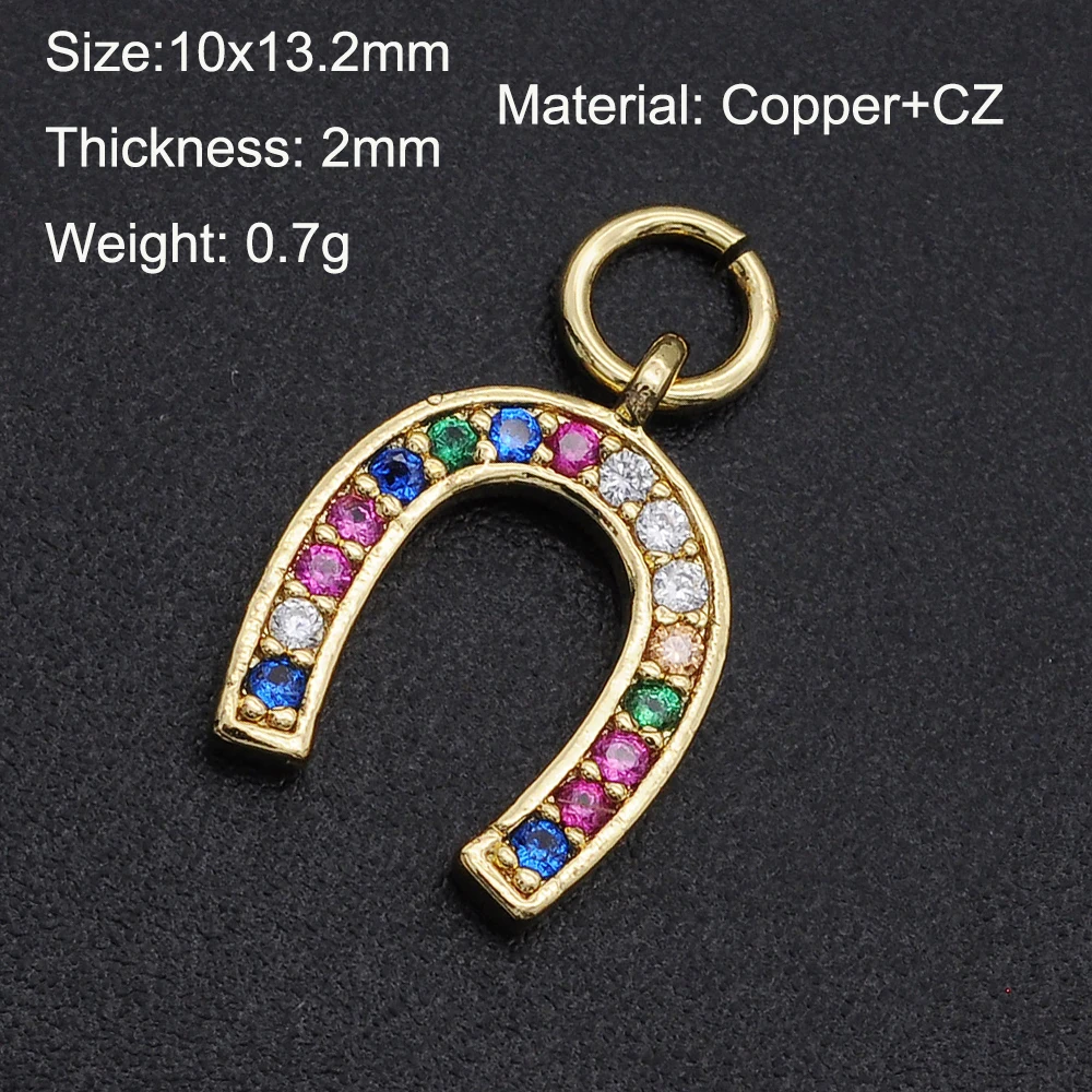 10x13mm 316 CZ Zircon DIY Jewelry Horseshoe Charm Pendant Wholesale Jewellery Accessories Necklace Making Charms