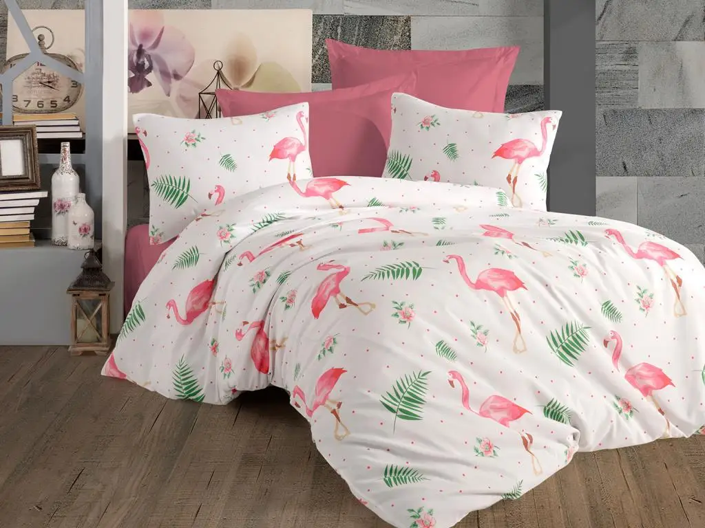 Dowry Wonderland Flamingo Double Personality Duvet Cover Set White