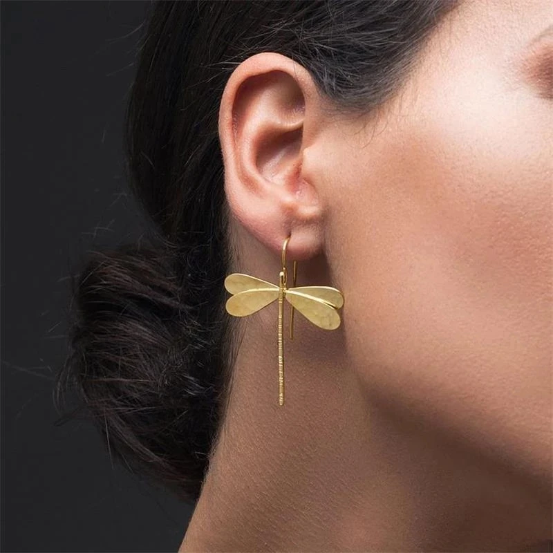 Simple Stereo 3D Dragonfly Drop Earrings Trend Ladies Long Earrings For Women Party Wedding Jewelry Accessories Drop Shipping