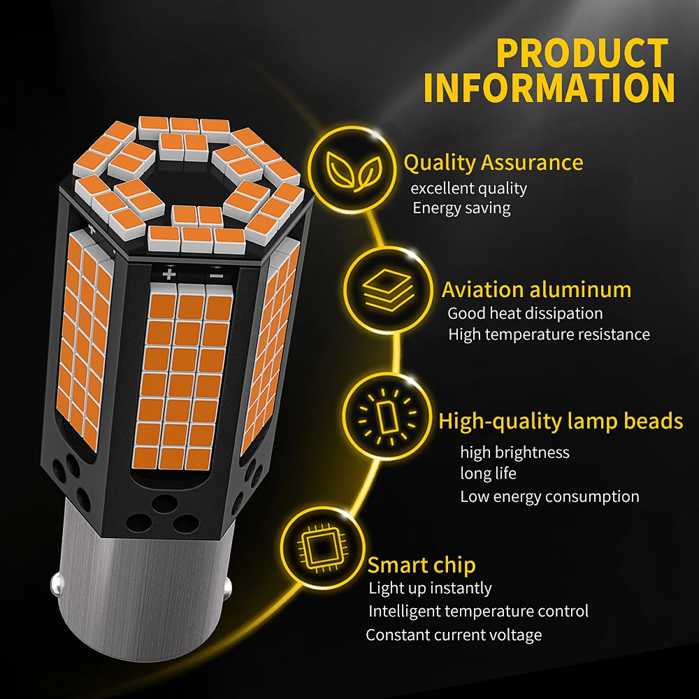 2PCS Canbus 2016 156SMD 1156 BA15S P21W 1157 BAY15D P21/5W 7440 W21W T20 3157 P27/7W LED Car Turn Signal Lights Reverse Lamp 12V