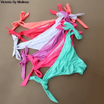 Kobiety dół od bikini Sexy Plus rozmiar majtek kobiece perspektywy tajne brazylijskie stringi koronkowe z niskim stanem bielizna nocna Ruffles frędzle