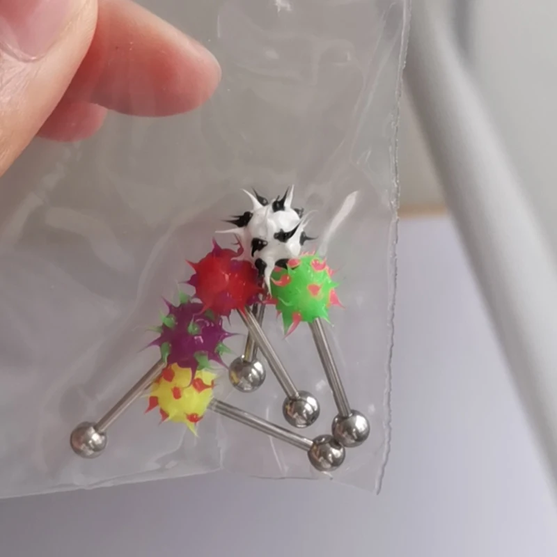 5/10PCS Silicone Tongue Ring Piercing Barbell Tragus Rings Stainless Stee Helix Ear Cartilage Earring Body Jewelry for Women 14g
