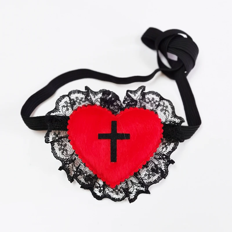 

Gothic Eyepatch Red Heart Black Cross Eyepatch Cosplay Masks Eye Patch Anime Cosplay Costume Eyeshade Single Eye Mask Blindfold