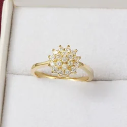 Anillo de oro amarillo de 14 quilates para mujer, sortija de compromiso de 1,5 quilates con diamantes, piedras preciosas de oro de 14 quilates