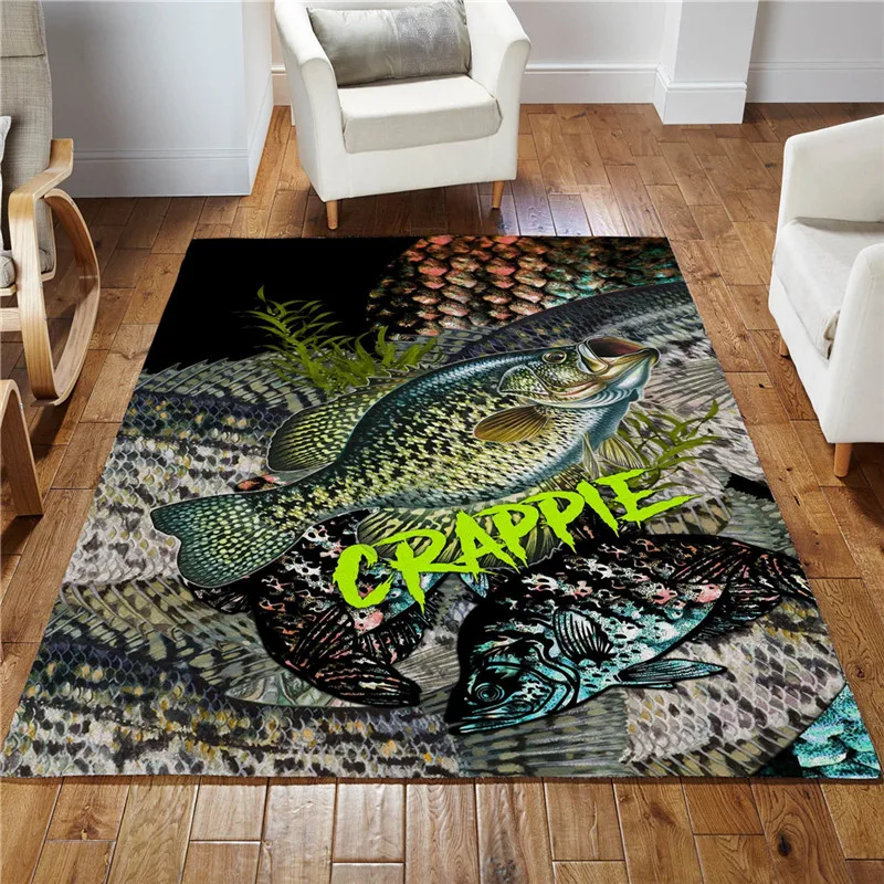 

Crappie Fishing on skin Rug 3D Printed Carpet Mat for Living Room Doormat Flannel Print Bedroom Non-slip Floor Rug 02