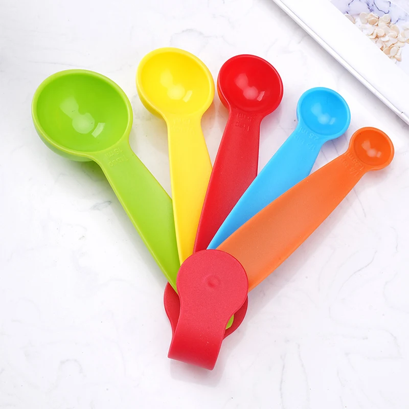 5 Teile/satz Mini Messlöffel Set Stapelbar Kunststoff Backen Mess Werkzeug Bunte Löffel Mess Set Werkzeuge Für Backen Kaffee